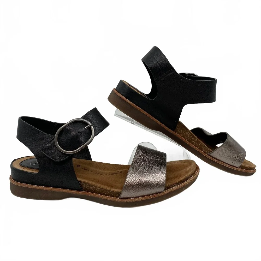Sofft Black Silver Leather Sandals | Women’s Size 10 Regular